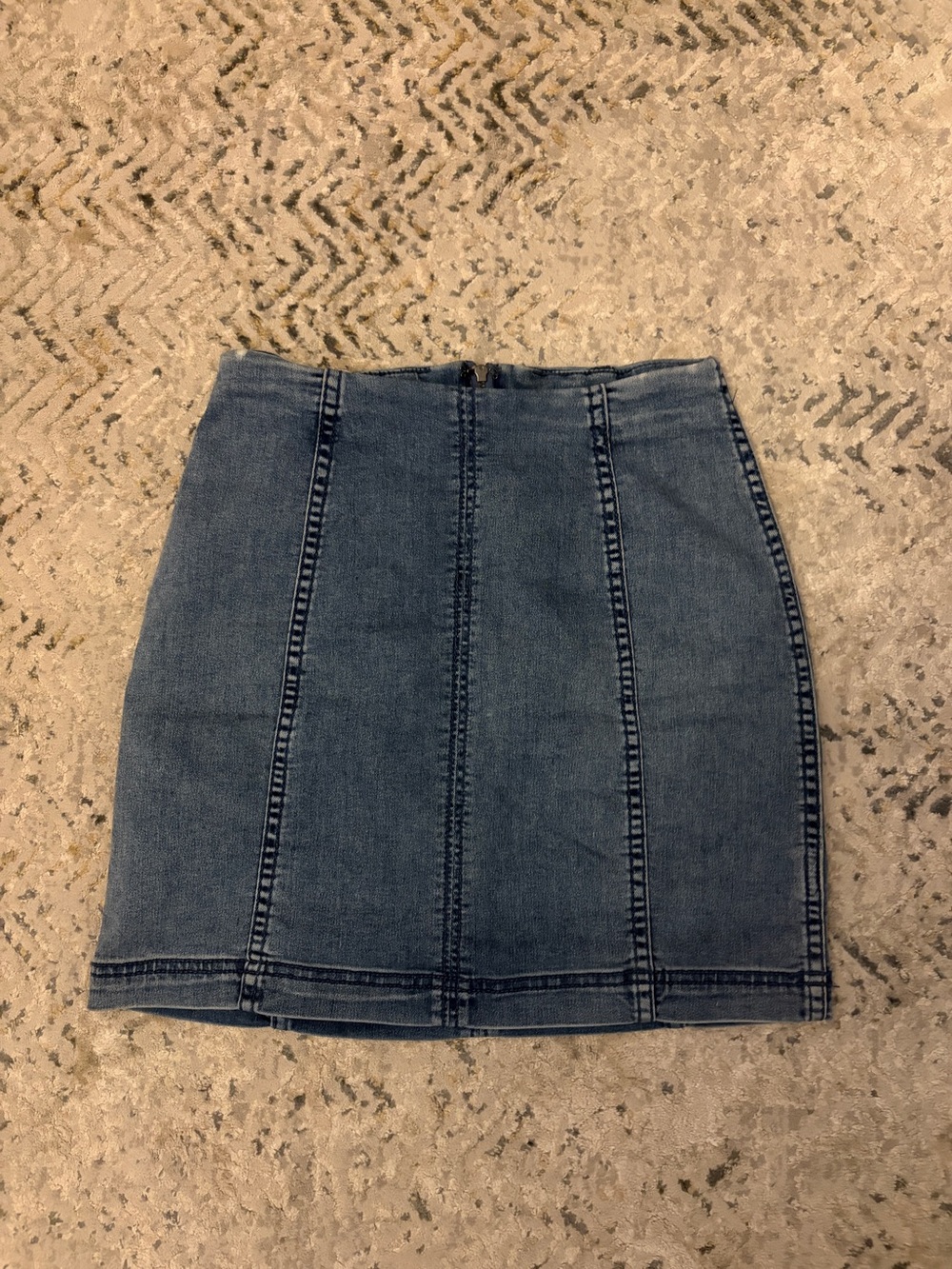 Free People Blue Paneled Denim Mini Skirt